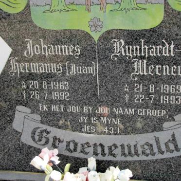 GROENEWALD Francis Annette 1942-2009 :: GROENEWALD Johannes Hermanus 1963-1992 :: GROENEWALD Rynhardt Werner 1969-1993