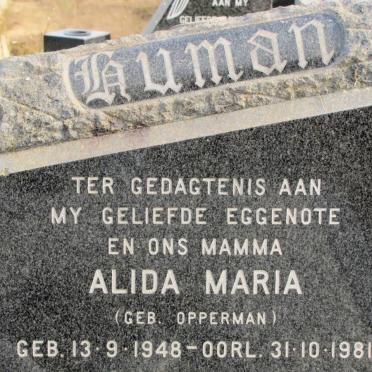 HUMAN Alida Maria nee OPPERMAN 1948-1981