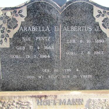 HOFFMANN Albertus J. 1890-1967 &amp; Arabella E. PENTZ 1883-1964