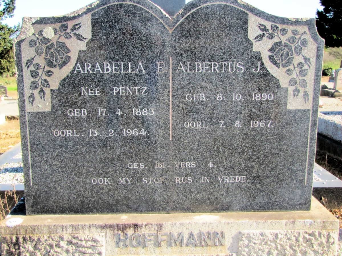HOFFMANN Albertus J. 1890-1967 &amp; Arabella E. PENTZ 1883-1964