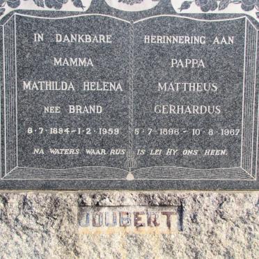 JOUBERT Mattheus Gerhardus 1896-1967 &amp; Mathilda Helena BRAND 1894-1959
