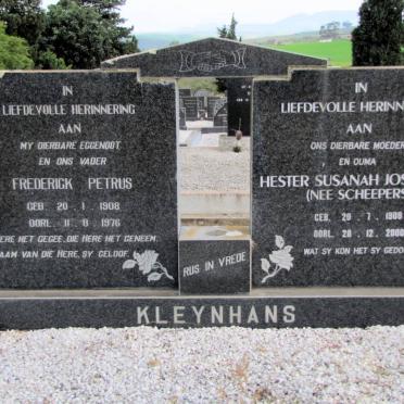 KLEYNHANS Frederick Petrus 1908-1976 &amp; Hester Susanah Josephina SCHEEPERS 1908-2000 1908-2000