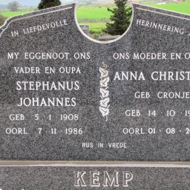 KEMP Stephanus Johannes 1908-1986 &amp; Anna Christina CRONJE 1909-2000