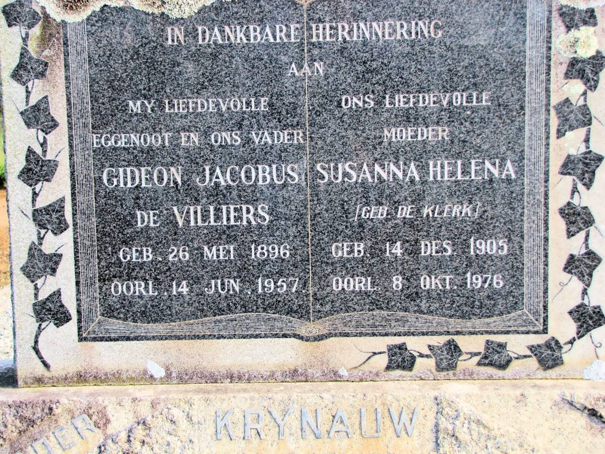 KRYNAUW Gideon Jacobus de Villiers 1896-1957 &amp; Susanna Helena DE KLERK 1905-1976