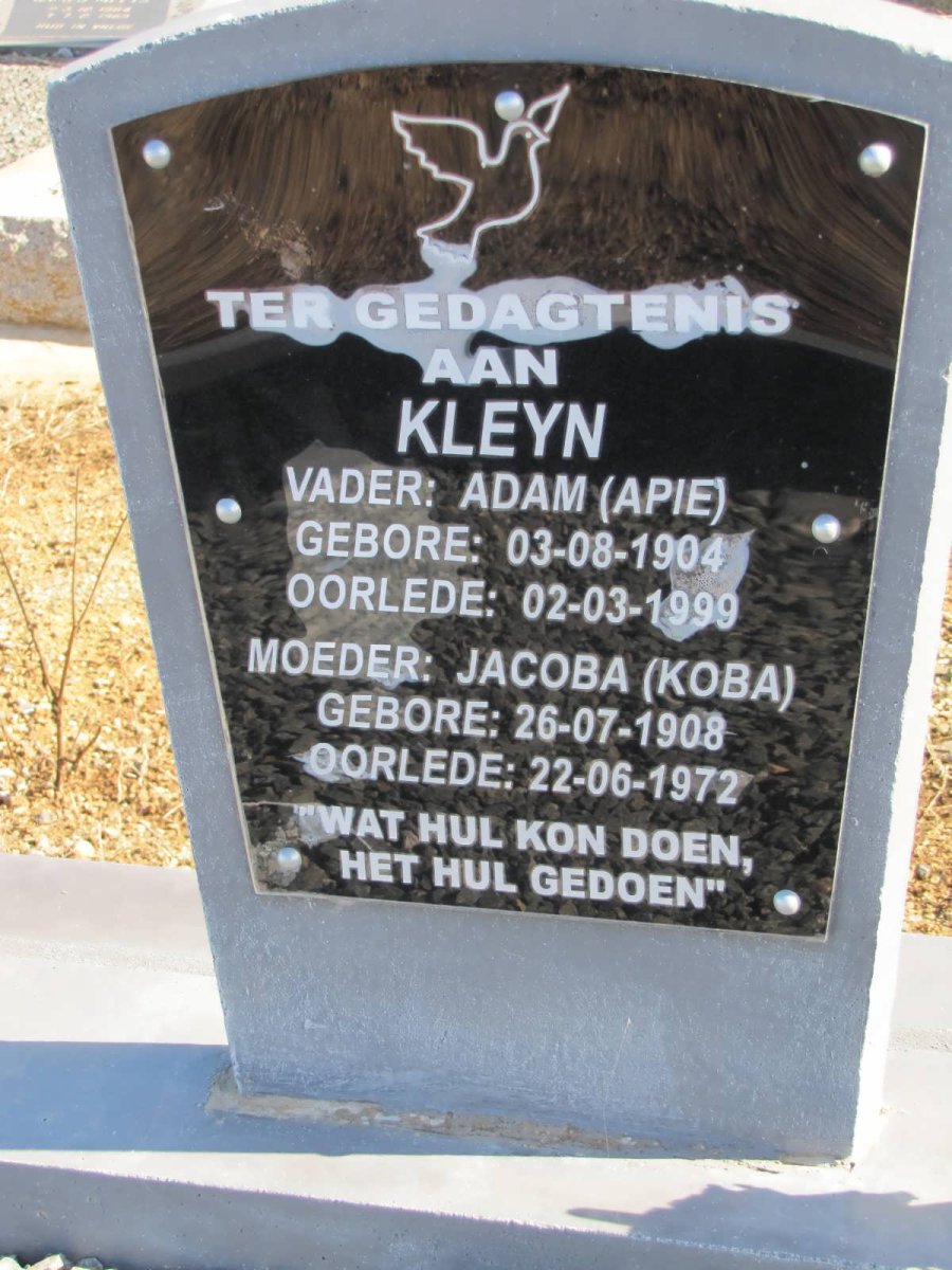 KLEYN Adam 1904-1999 &amp; Jacoba 1908-1972