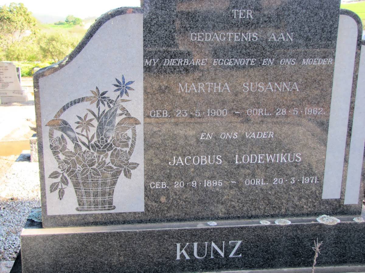 KUNZ Jacobus Lodewikus 1895-1971 &amp; Martha Susanna 1900-1962