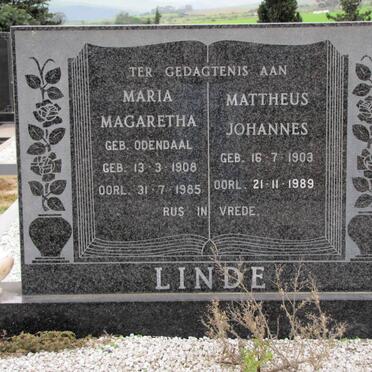 LINDE Mattheuss Johannes 1903-1989 &amp; Maria Magaretha ODENDAAL 1908-1985