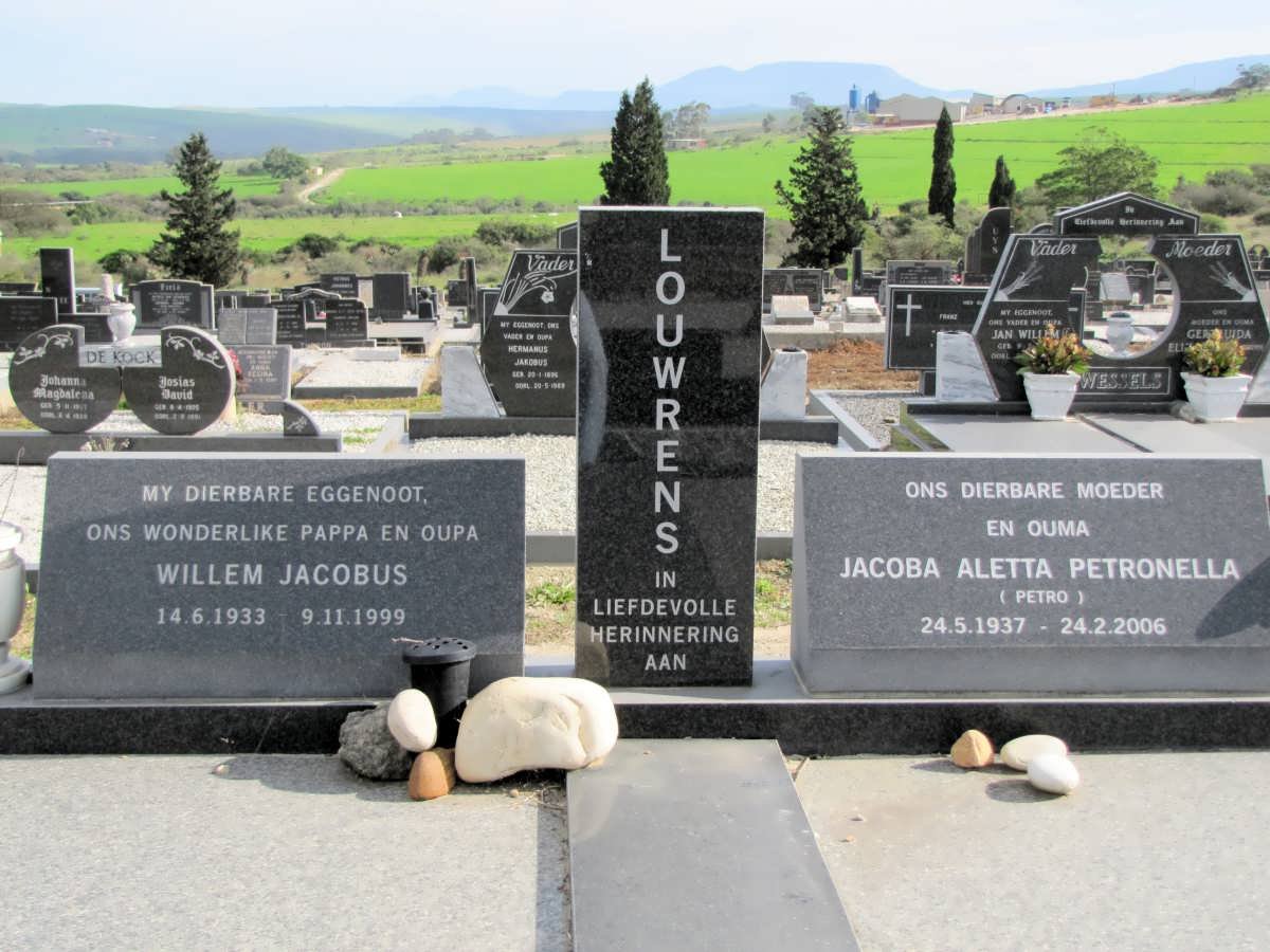 LOUWRENS Willem Jacobus 1933-1999 &amp; Jacoba Aletta Petronella 1937-2006