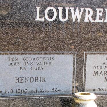 LOUWRENS Hendrik 1903-1984 &amp; Martha Susanna Magdalena OTTO 1913-1975