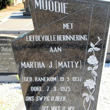 MOODIE Martha J. nee HANEKOM 1937-1975
