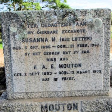 MOUTON A.A.E. 1893-1970 &amp; Susanna M. LOTTER 1896-1962