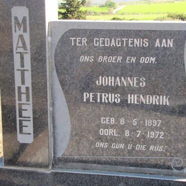 MATTHEE Johannes Petrus Hendrik 1897-1972
