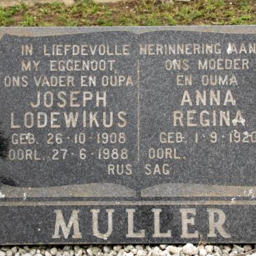 MULLER Joseph Lodewikus 1908-1988 &amp; Anna Regina 1920-