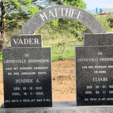 MATTHEE Hendrik A. 1915-1966 &amp; Elsabe 1920-2008