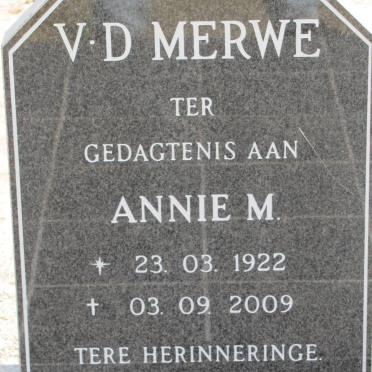 MERWE Annie M., v.d. 1922-2009