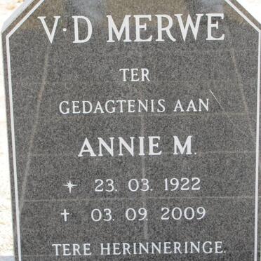 MERWE Annie M., v.d. 1922-2009