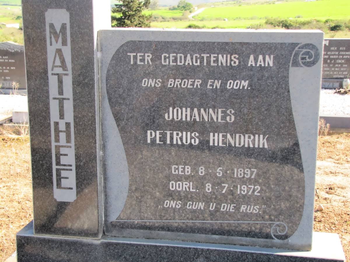 MATTHEE Johannes Petrus Hendrik 1897-1972