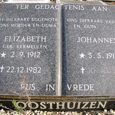 OOSTHUIZEN Johannes 1910-1993 &amp; Elizabeth VERMEULEN 1912-1982
