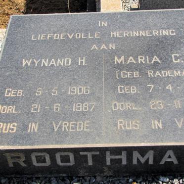ROOTHMAN Wynand H. 1906-1987 &amp; Maria C.P. RADEMAN 1916-1969