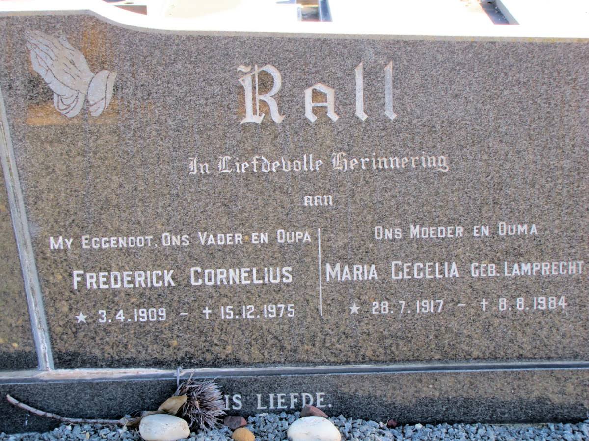 RALL Frederick Cornelius 1909-1975 &amp; Maria Cecilia LAMPRECHT 1917-1984