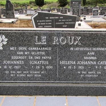 ROUX Johannes Ignatius, Le 1907-1990 &amp; Helena Johanna Catharina 1921-2005