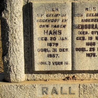 RALL Hans 1879-1957 &amp; Theodora H.K. OTTO 1888-1975