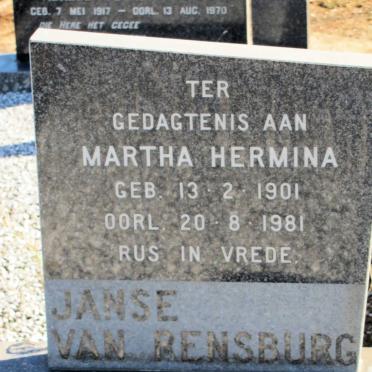 RENSBURG Martha Hermina, Janse van 1901-1981