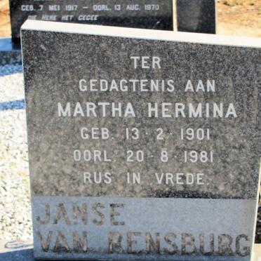 RENSBURG Martha Hermina, Janse van 1901-1981