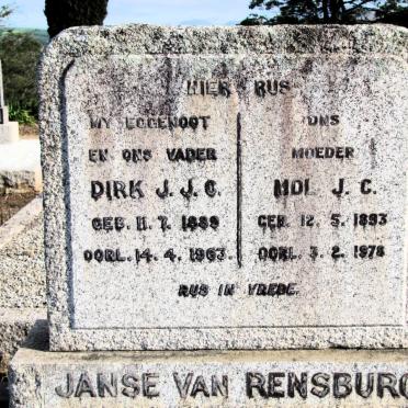 RENSBURG Dirk J.J.C., Janse van 1889-1963 &amp; Mol J.C. 1893-1978