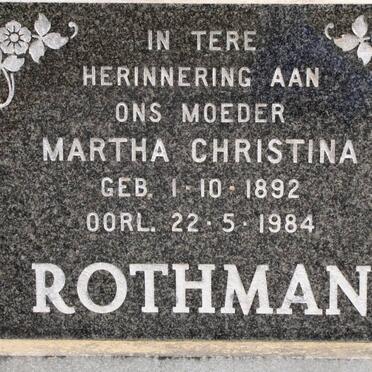 ROTHMAN Martha Christina 1892-1984