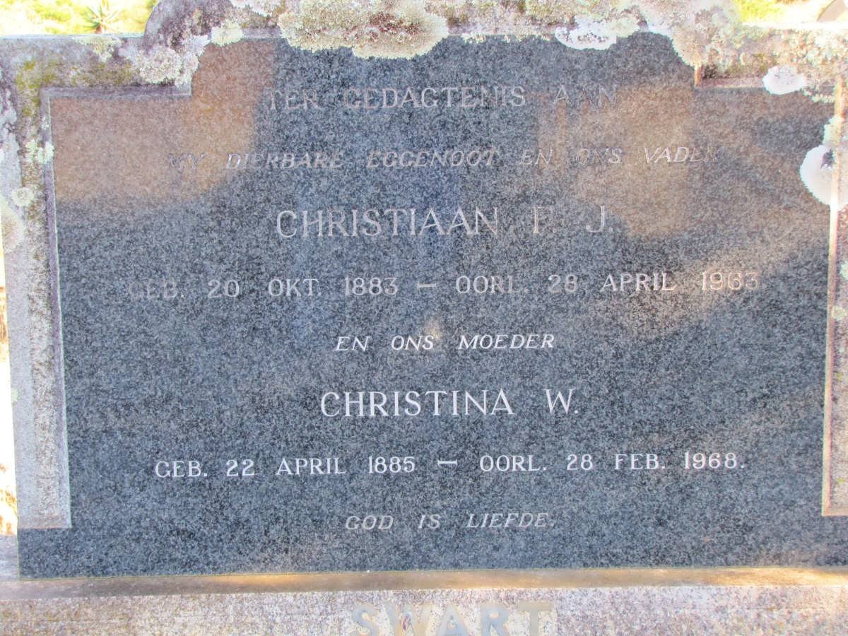 SWART Christiaan F.J. 1883-1963 &amp; Christina W. 1885-1968