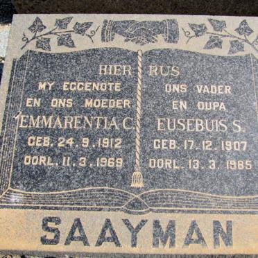 SAAYMAN Eusebuis S. 1907-1985 &amp; Emmarentia C. 1912-1969