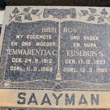 SAAYMAN Eusebuis S. 1907-1985 &amp; Emmarentia C. 1912-1969