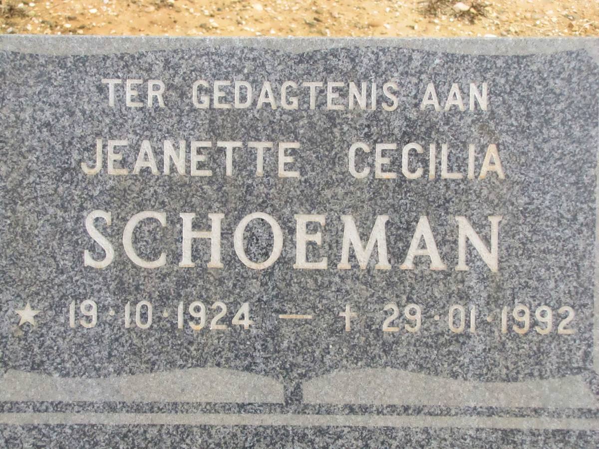 SCHOEMAN Jeanette Cecilia 1924-1992