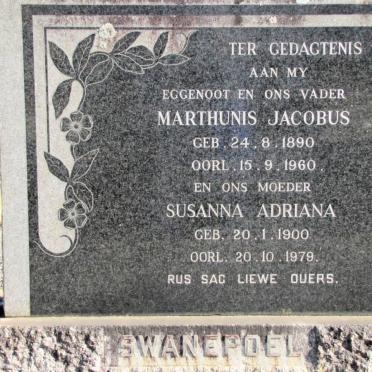 SWANEPOEL Marthunis Jacobus 1890-1960 &amp; Susanna Adriana 1900-1979
