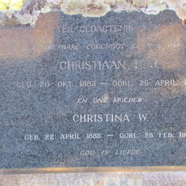 SWART Christiaan F.J. 1883-1963 &amp; Christina W. 1885-1968