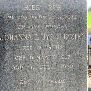 UYS Johanna E.geb LOURENS 1917-1959