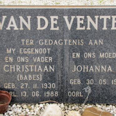 VENTER Christiaan, van de 1930-1988 &amp; Johanna M. 1934-