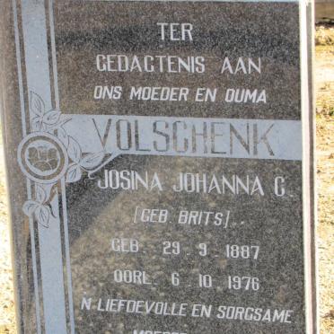 VOLSCHENK Josina Johanna C. nee BRITS 1887-1976