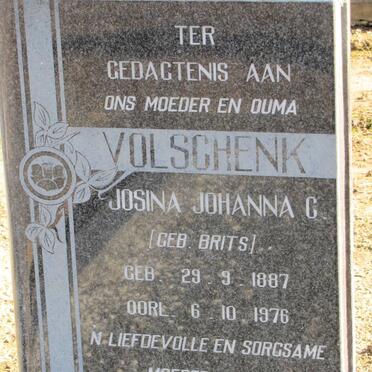 VOLSCHENK Josina Johanna C. nee BRITS 1887-1976