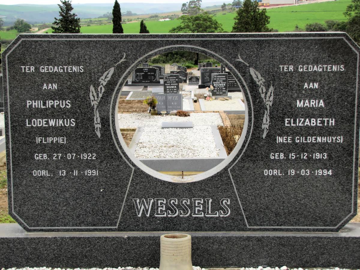 WESSELS Philippus Lodewikus 1922-1991 &amp; Maria Elizabeth GILDENHUYS 1913-1994
