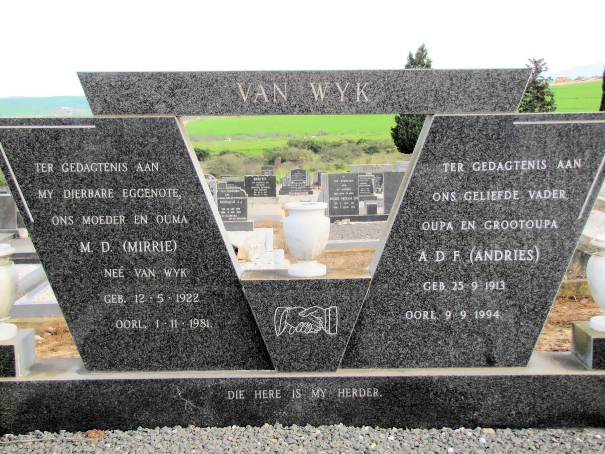 WYK A.D.F., van 1913-1994 &amp; M.D. van WYK 1922-1981