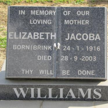WILLIAMS Elizabeth Jacoba nee BRINK 1916-2003