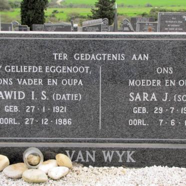 WYK Dawid I.S., van 1921-1986 &amp; Sara J. 1935-1998