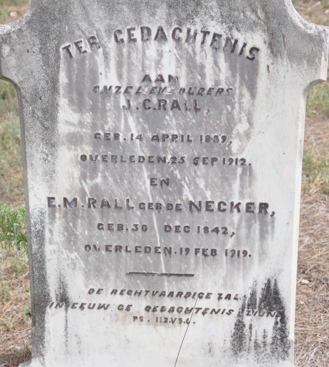 RALL J.C. 1839-1912 & E.M. DE NECKER 1842-1919