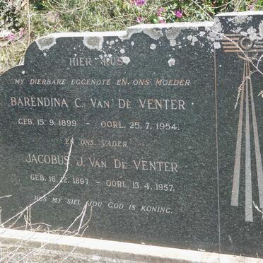 VENTER Jacobus J, van de 1897-1957 &amp; Barendina C. 1899-1954