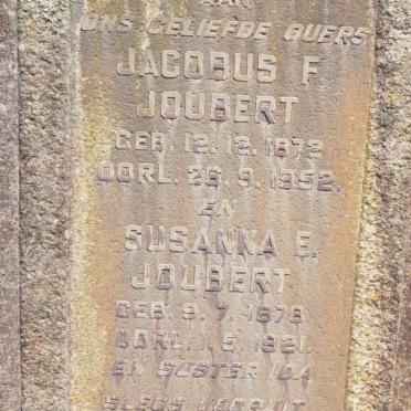 JOUBERT Jacobus F. 1872-1952 &amp; Susanna E. 1878-1921