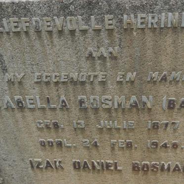 BOSMAN Isabella nee BATTEN 1877-1946