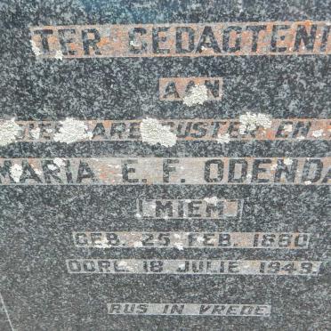 ODENDAAL Maria E.F. 1880-1949