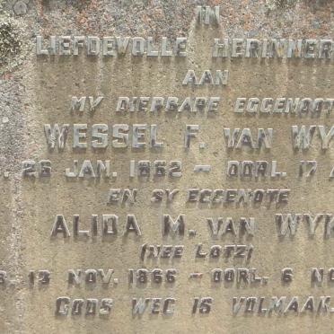 WYK Wessel F., van 1862-1946 &amp; Alida M. LOTZ 1866-1956